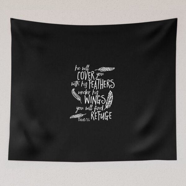 Item preview, He will Cover You Feathers Bible Verse Black designed and sold by Marcee Duggar.