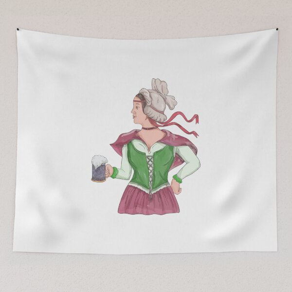 Item preview, German Barmaid Serving Beer Watercolor designed and sold by patrimonio.