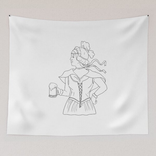 Item preview, German Barmaid Serving Beer Drawing designed and sold by patrimonio.