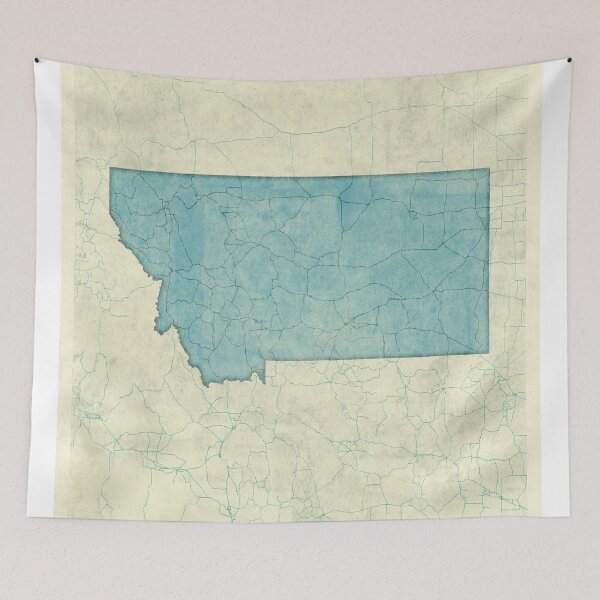 Item preview, Montana State Map Blue Vintage designed and sold by HubertRoguski.
