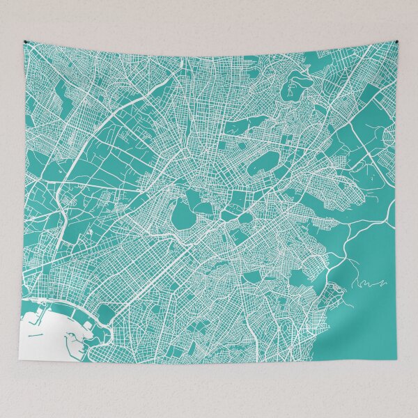 Item preview, Athens map turquoise designed and sold by mapsart.