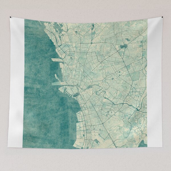 Item preview, Manila Map Blue Vintage designed and sold by HubertRoguski.