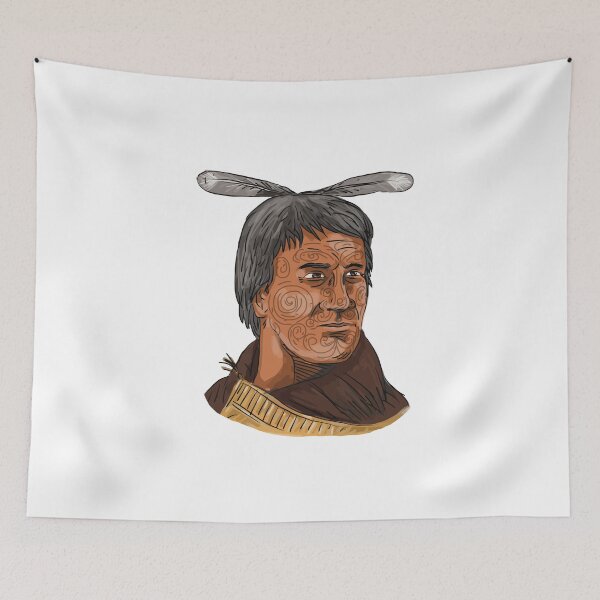 Item preview, Maori Chief Warrior Bust Watercolor designed and sold by patrimonio.