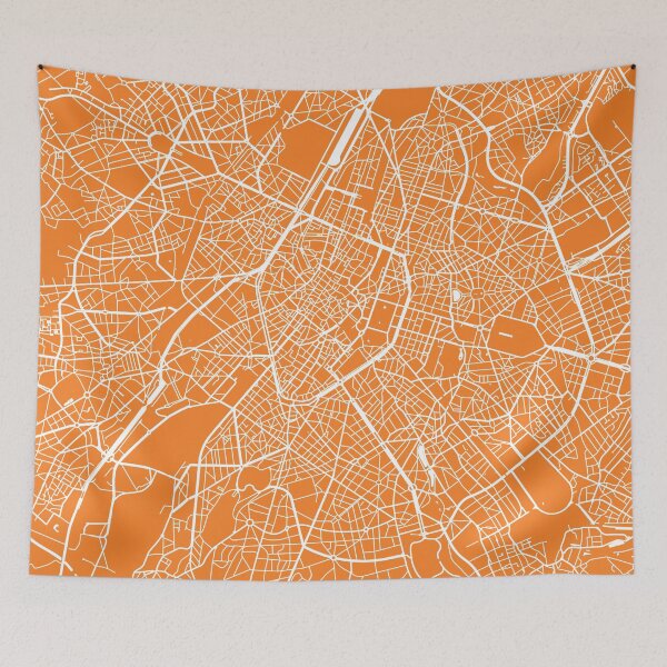 Item preview, Brussels map orange designed and sold by mapsart.