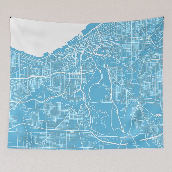 Item preview, Cleveland map blue designed and sold by mapsart.