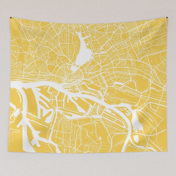 Item preview, Hamburg map yellow designed and sold by mapsart.