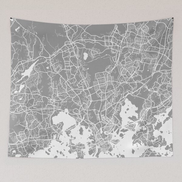 Item preview, Helsinki map grey designed and sold by mapsart.