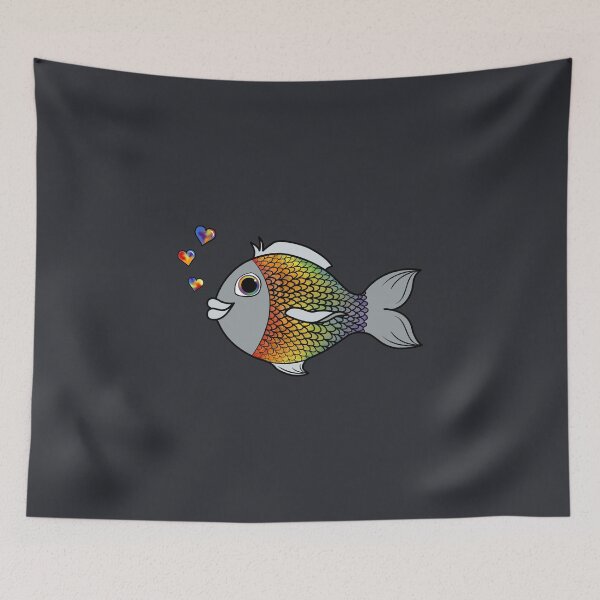 Item preview, Valentine's Day Rainbow Fish with Heart Bubbles designed and sold by Grifynne.