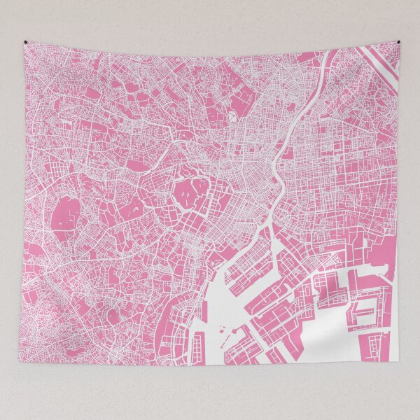 Item preview, Tokyo map pink designed and sold by mapsart.