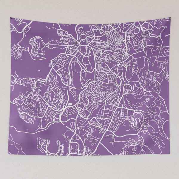 Artikelvorschau, Jerusalem Karte lila entworfen und verkauft von mapsart.