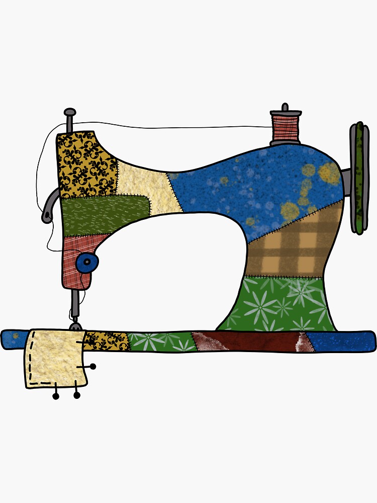 "Patchwork Sewing Machine" Sticker for Sale by SnerdlyWollopa Redbubble