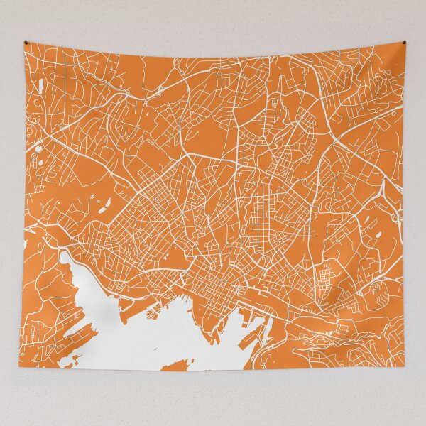 Aperçu de l'œuvre Oslo map orange créée et vendue par mapsart.