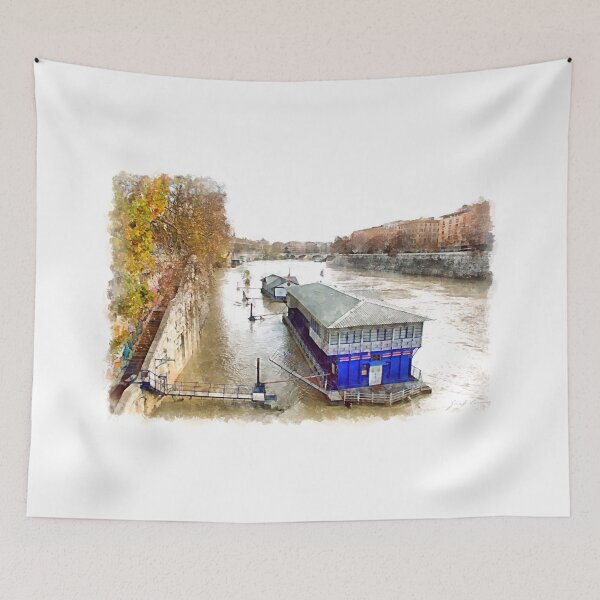 Item preview, Rome: Tiber River boats and urban landscape designed and sold by Giuseppe Cocco.