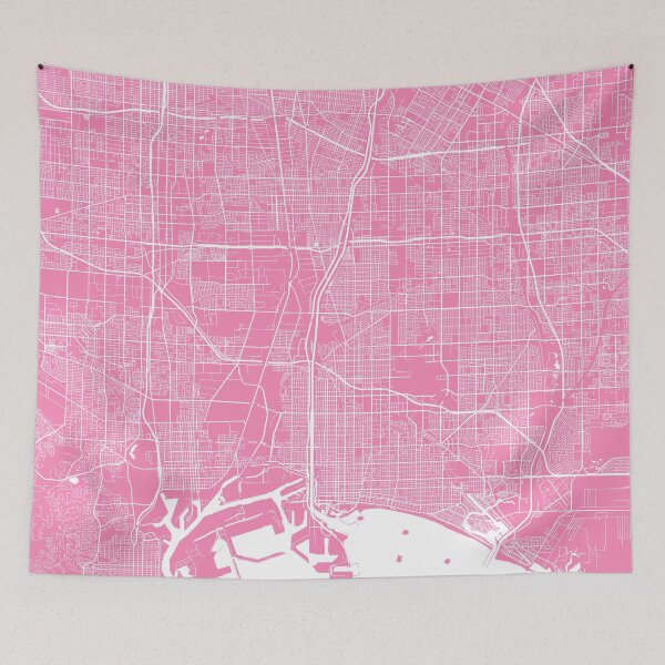 Item preview, Long Beach map pink designed and sold by mapsart.