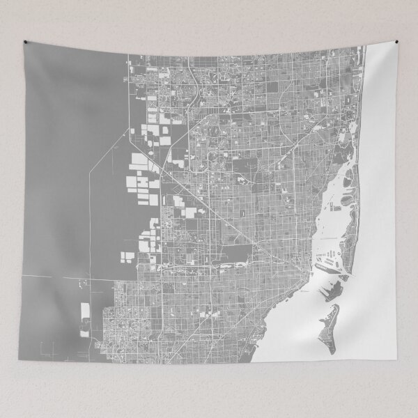 Item preview, Miami map grey designed and sold by mapsart.