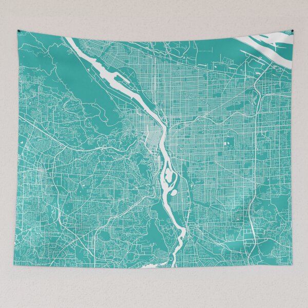 Item preview, Portland map turquoise designed and sold by mapsart.