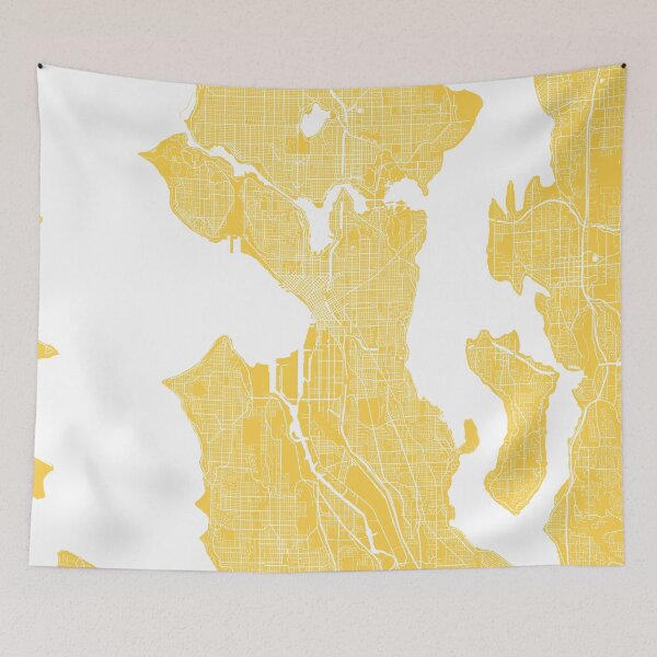 Item preview, Seattle map Yellow designed and sold by mapsart.