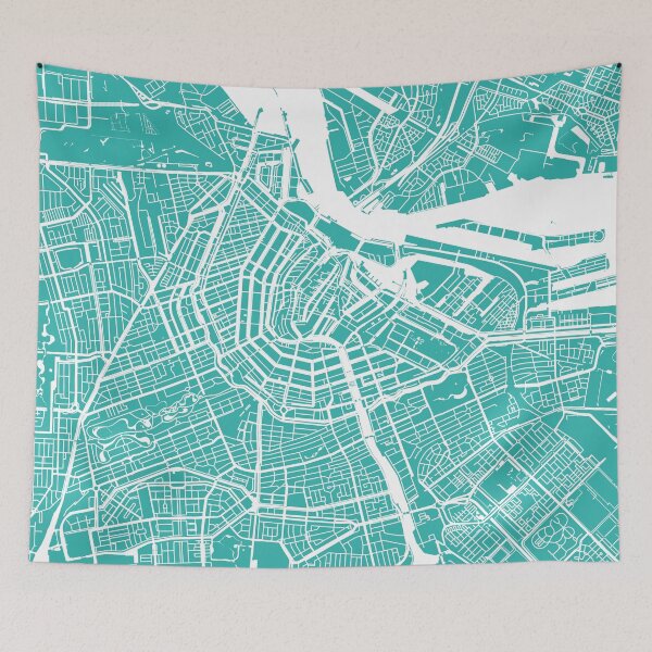 Item preview, Amsterdam map turquoise designed and sold by mapsart.