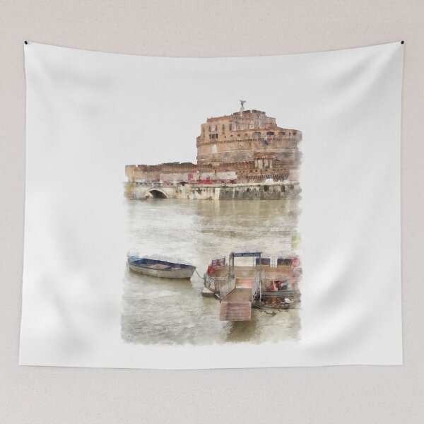 Artikelvorschau, Rom: Tiber River Barge und Saint Angel Castle entworfen und verkauft von Giuseppe Cocco.
