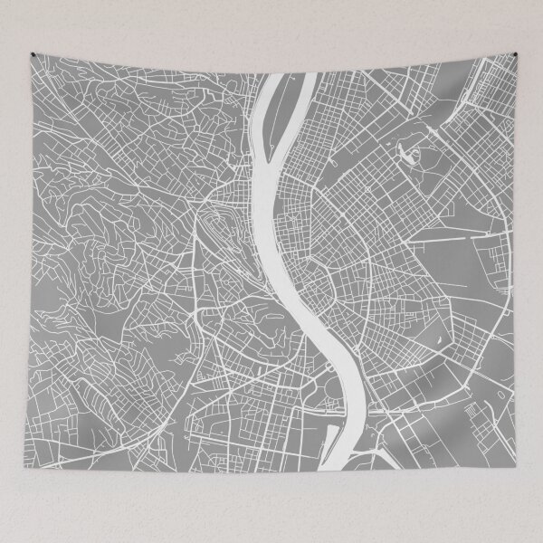 Item preview, Budapest map grey designed and sold by mapsart.