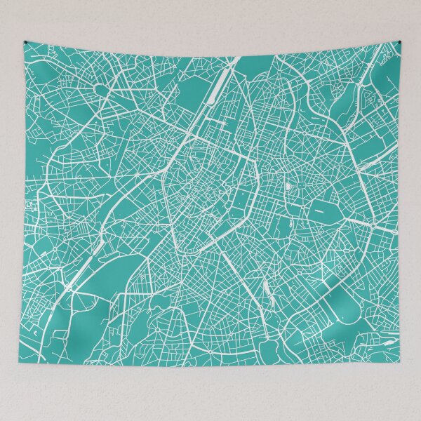 Item preview, Brussels map turquoise designed and sold by mapsart.
