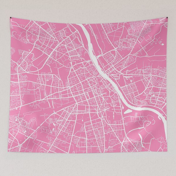 Item preview, Warsaw map pink designed and sold by mapsart.