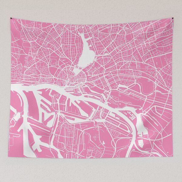 Item preview, Hamburg map pink designed and sold by mapsart.