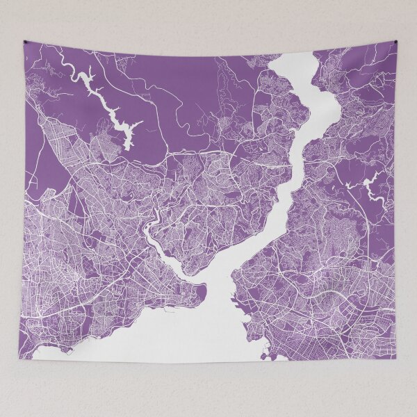 Item preview, Istanbul map lilac designed and sold by mapsart.