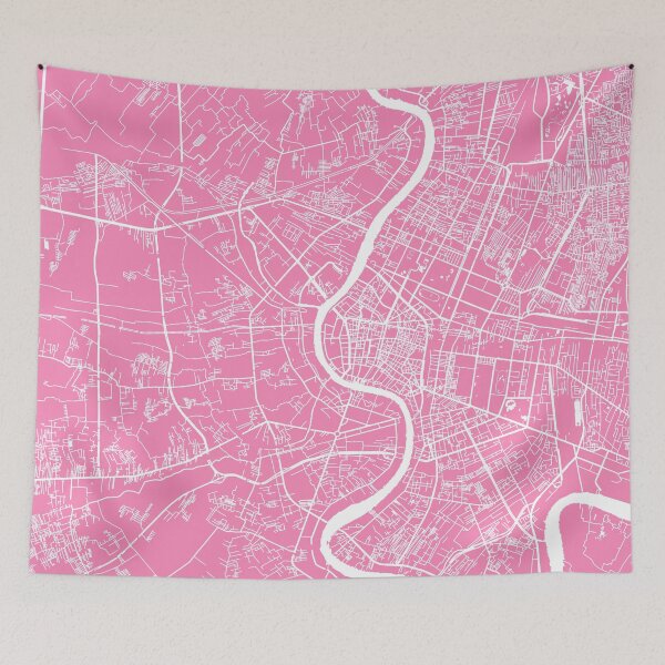 Item preview, Bangkok map pink designed and sold by mapsart.