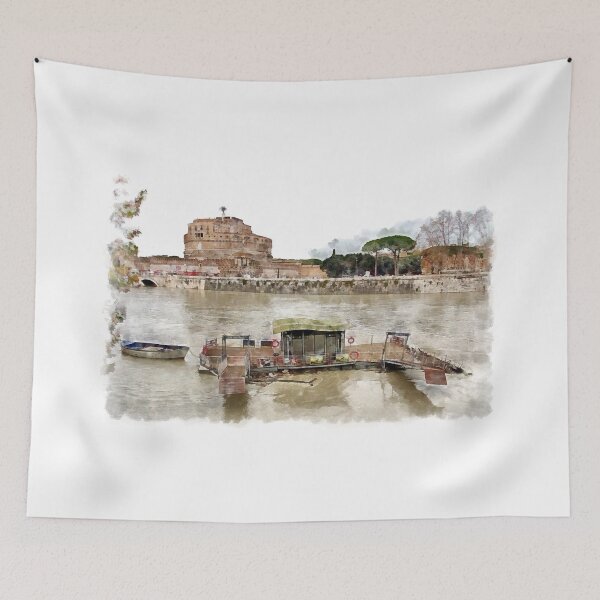 Item preview, Rome: Tiber River barge and Saint Angel castle designed and sold by Giuseppe Cocco.