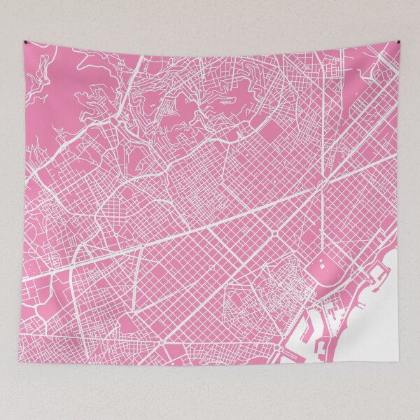 Item preview, Barcelona map pink designed and sold by mapsart.