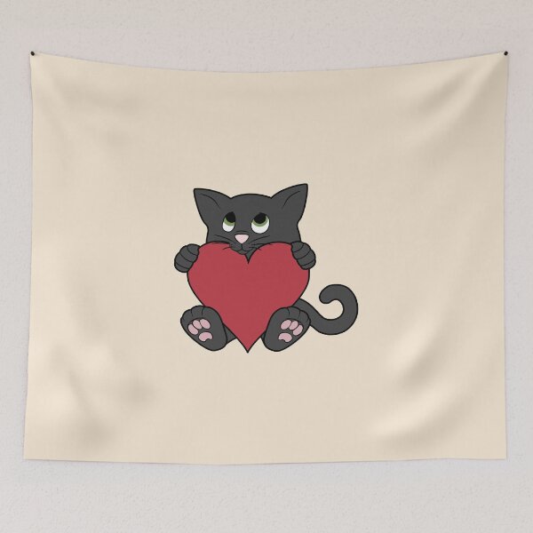 Aperçu de l'œuvre Valentine's Day Black Cat with Red Heart créée et vendue par Grifynne.