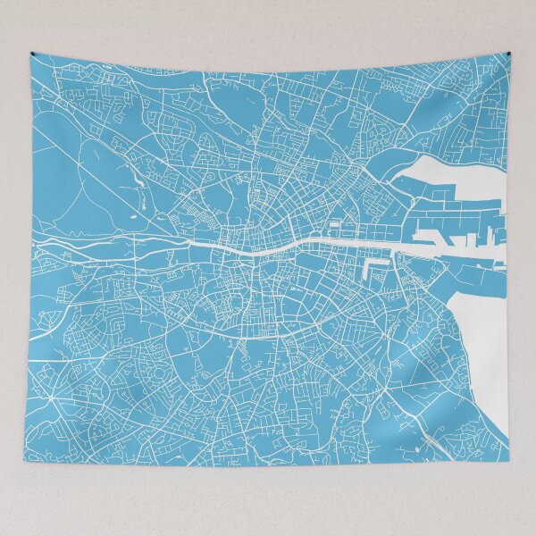 Item preview, Dublin map blue designed and sold by mapsart.