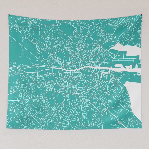 Item preview, Dublin map turquoise designed and sold by mapsart.