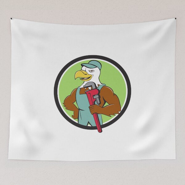 Item preview, Bald Eagle Plumber Monkey Wrench Circle Cartoon designed and sold by patrimonio.