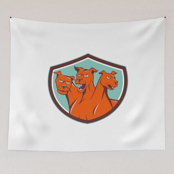 Item preview, Cerberus Hellhound Multi-headed Dog Crest Cartoon designed and sold by patrimonio.