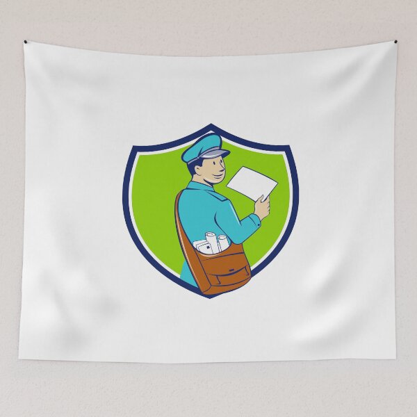 Item preview, Mailman Deliver Letter Crest Cartoon designed and sold by patrimonio.