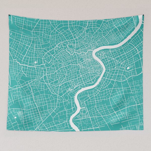 Item preview, Shanghai map turquoise designed and sold by mapsart.