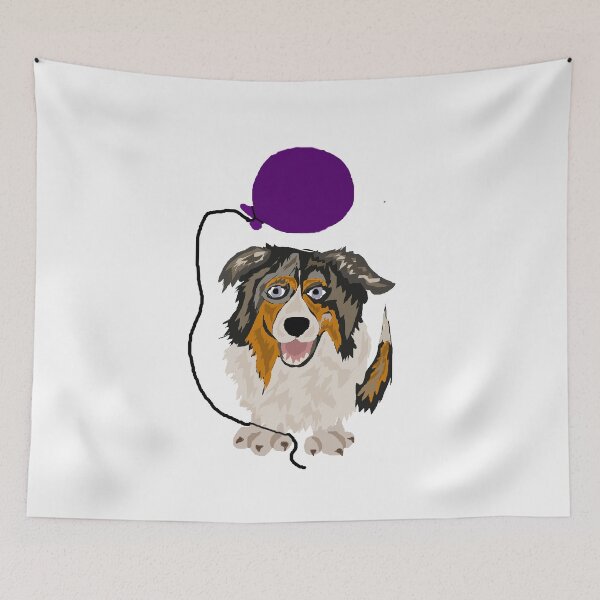 Item preview, Cool and Funny Australian Shepherd with Purple Balloon designed and sold by Nature's Fancy.