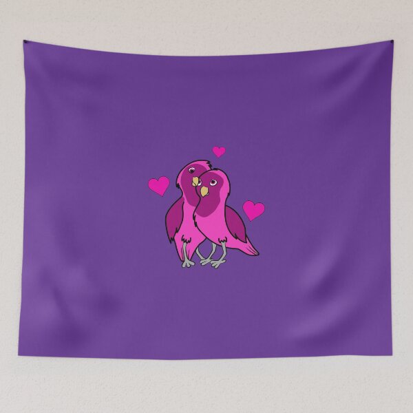 Item preview, Valentine's Day Hot Pink Love Birds with Hearts designed and sold by Grifynne.