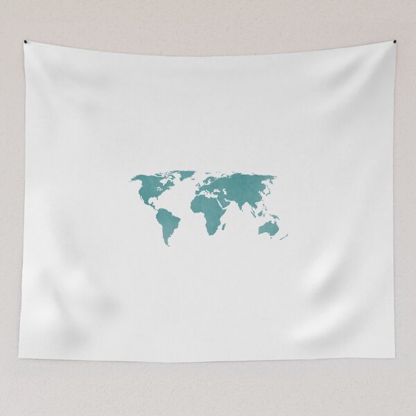 Item preview, Deep Turquoise distressed world map designed and sold by Leah Biernacki.