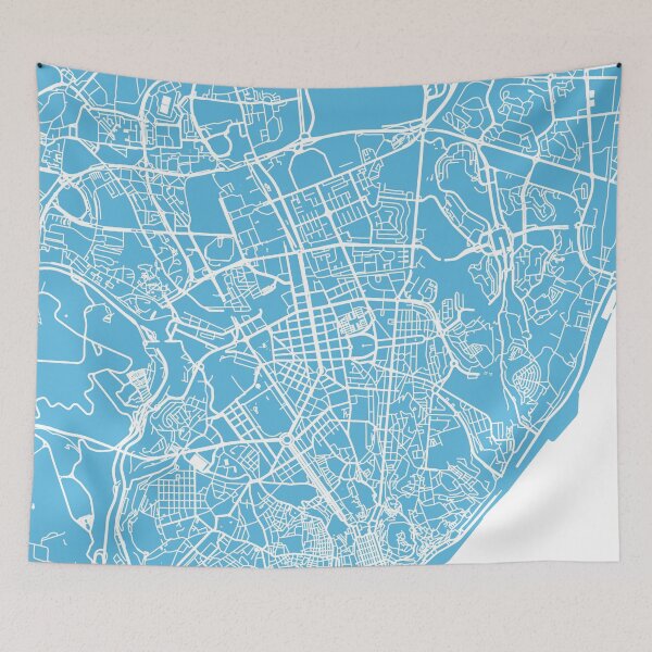 Item preview, Lisbon map blue designed and sold by mapsart.