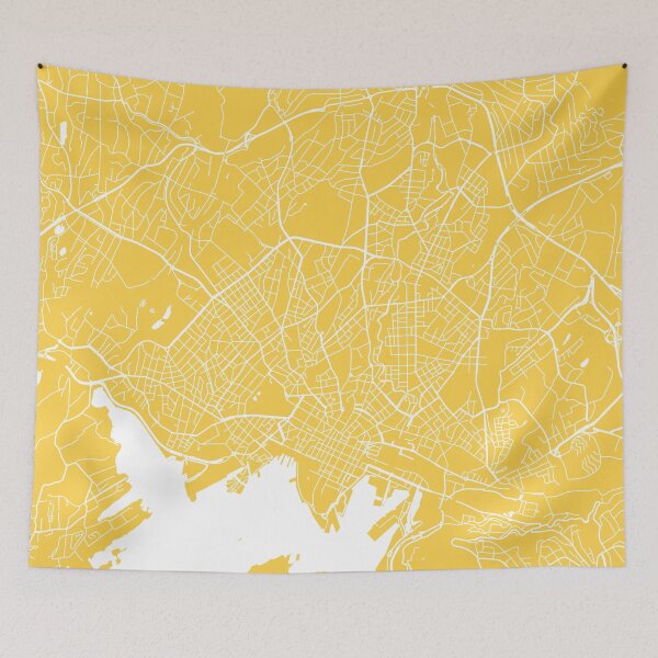 Aperçu de l'œuvre Oslo map yellow créée et vendue par mapsart.