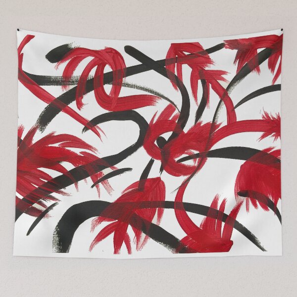 Item preview, Red Black Floral Abstract designed and sold by mommybrainarts.