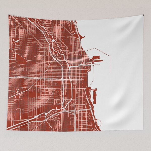 Item preview, Chicago Map - Dark Red designed and sold by CartoCreative.