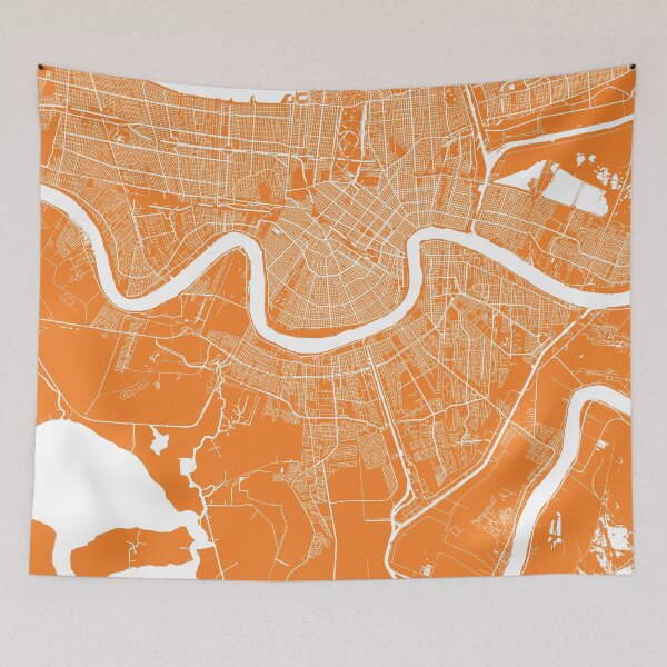 Item preview, New Orleans map orange designed and sold by mapsart.