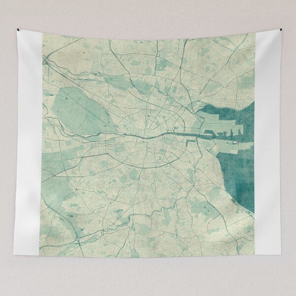 Item preview, Dublin Map Blue Vintage designed and sold by HubertRoguski.