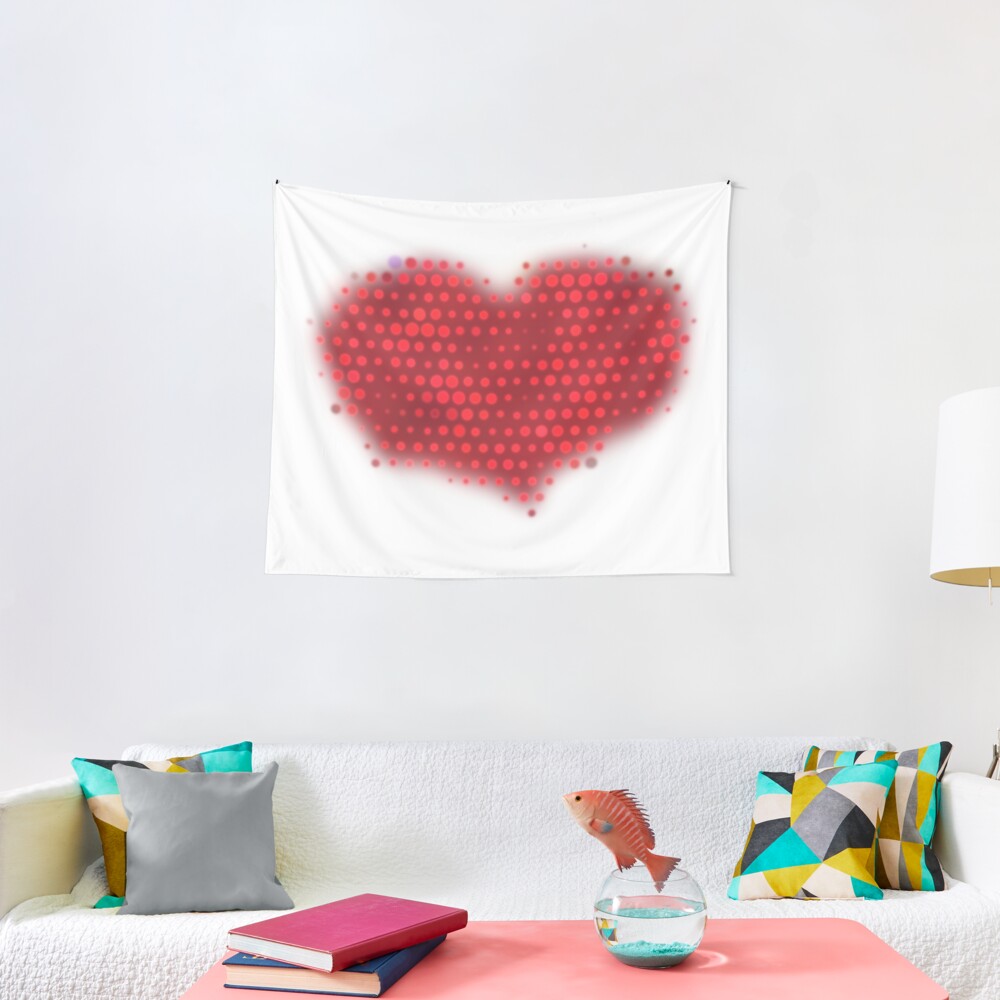 Glowing Red Heart Tapestry