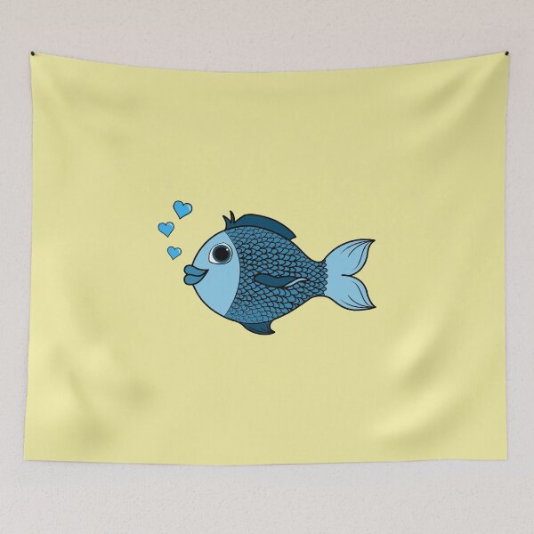 Item preview, Valentine's Day Blue Fish with Heart Bubbles designed and sold by Grifynne.
