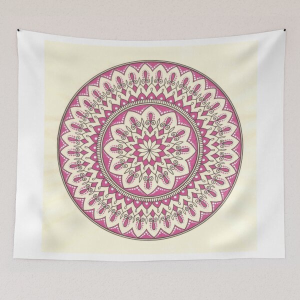 Item preview, Hand Drawn Cream And Pink Pretty Mandala designed and sold by Zedart.